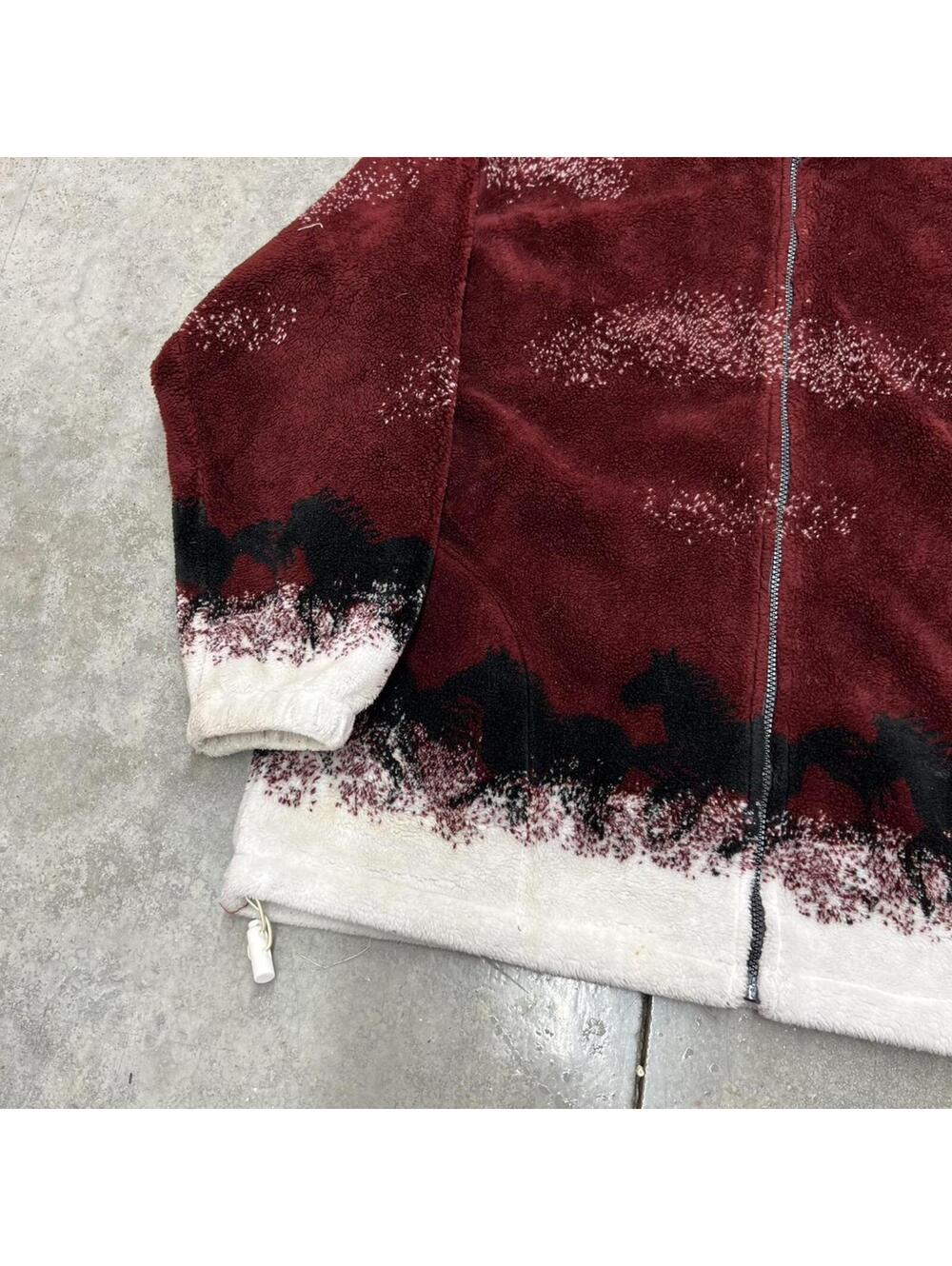 vintage horse deep pile red fleece coastlines nature animal jacket size xl - Picture 3 of 5